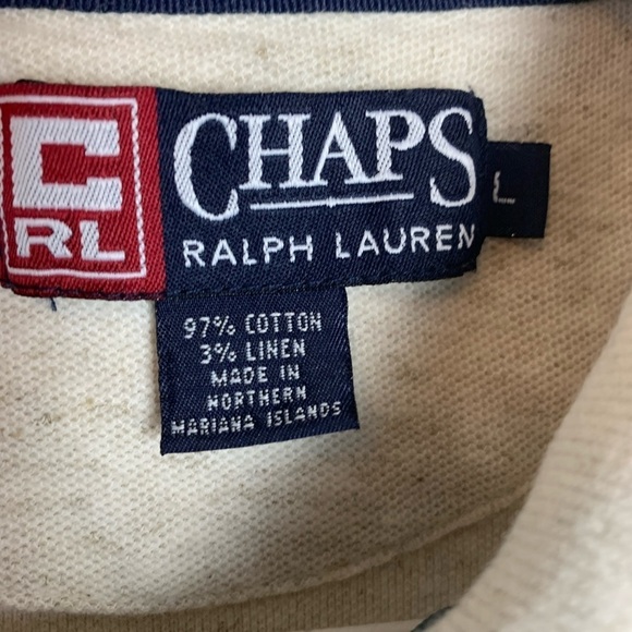 Chaps Ralph Lauren Cotton Linen Blend Polo T-Shirt Size Large - Picture 3 of 9